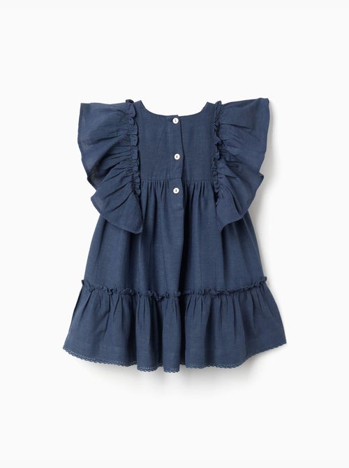 Vestido de algodón y lino con mangas con volantes You&Me - Kiabi