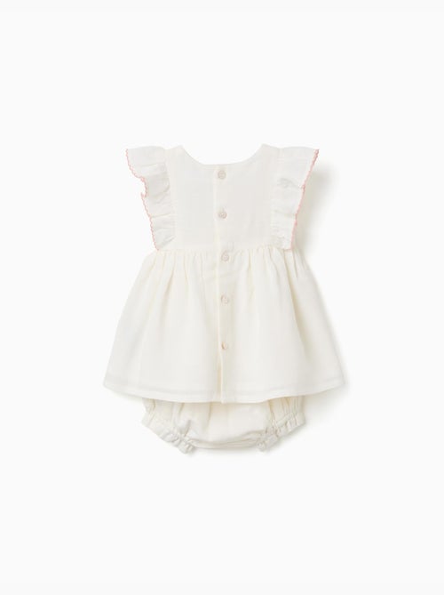 Vestido de algodón y lino + cubrepañal - Kiabi