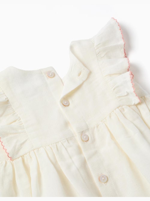 Vestido de algodón y lino + cubrepañal - Kiabi