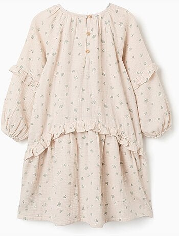 Vestido de bambula de algodón con motivo floral B&S