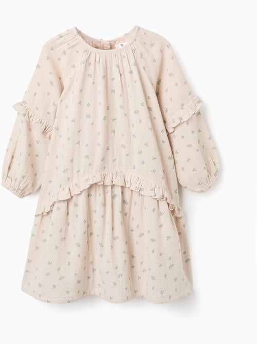 Vestido de bambula de algodón con motivo floral B&S - Kiabi