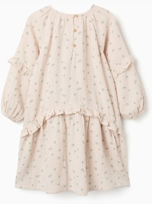Vestido de bambula de algodón con motivo floral B&S - Kiabi