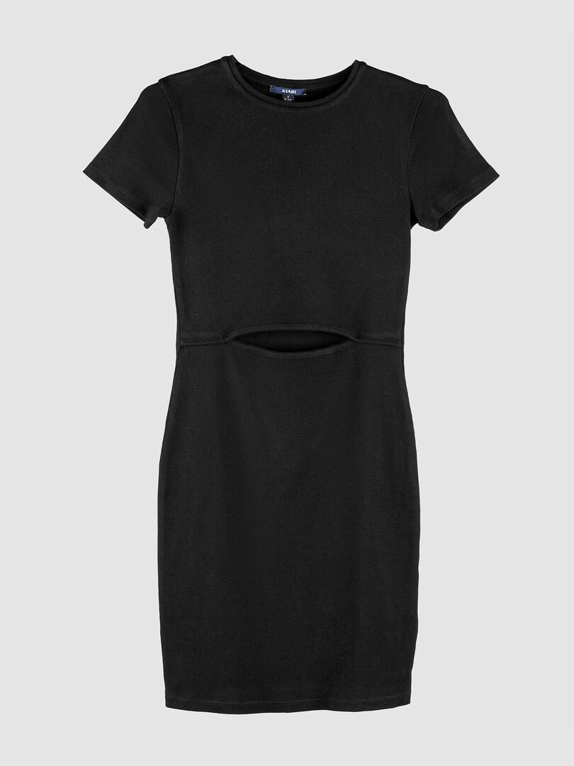 Vestido de canalé Negro - Kiabi