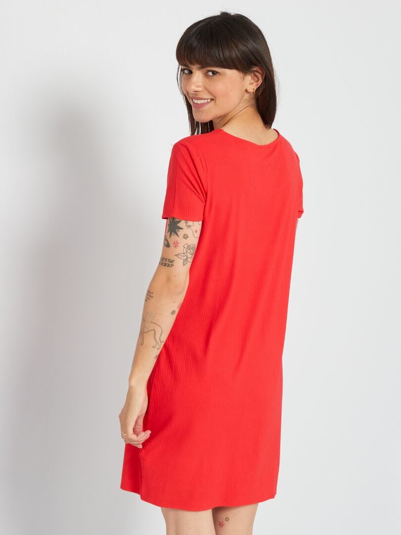 Vestido de canalé rojo - Kiabi