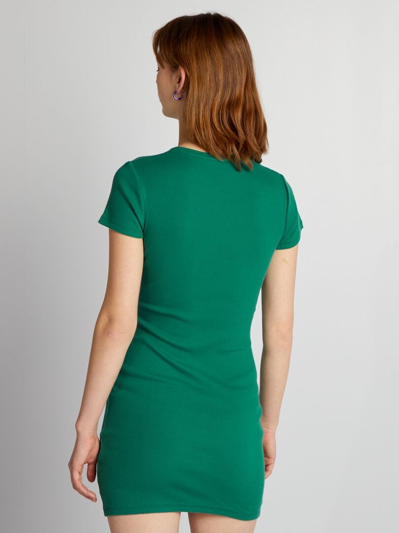 Vestido de canalé VERDE - Kiabi