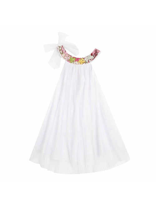 Vestido de ceremonia bohemio para niña | Blanco con flores rosas | ALIZEE - Kiabi