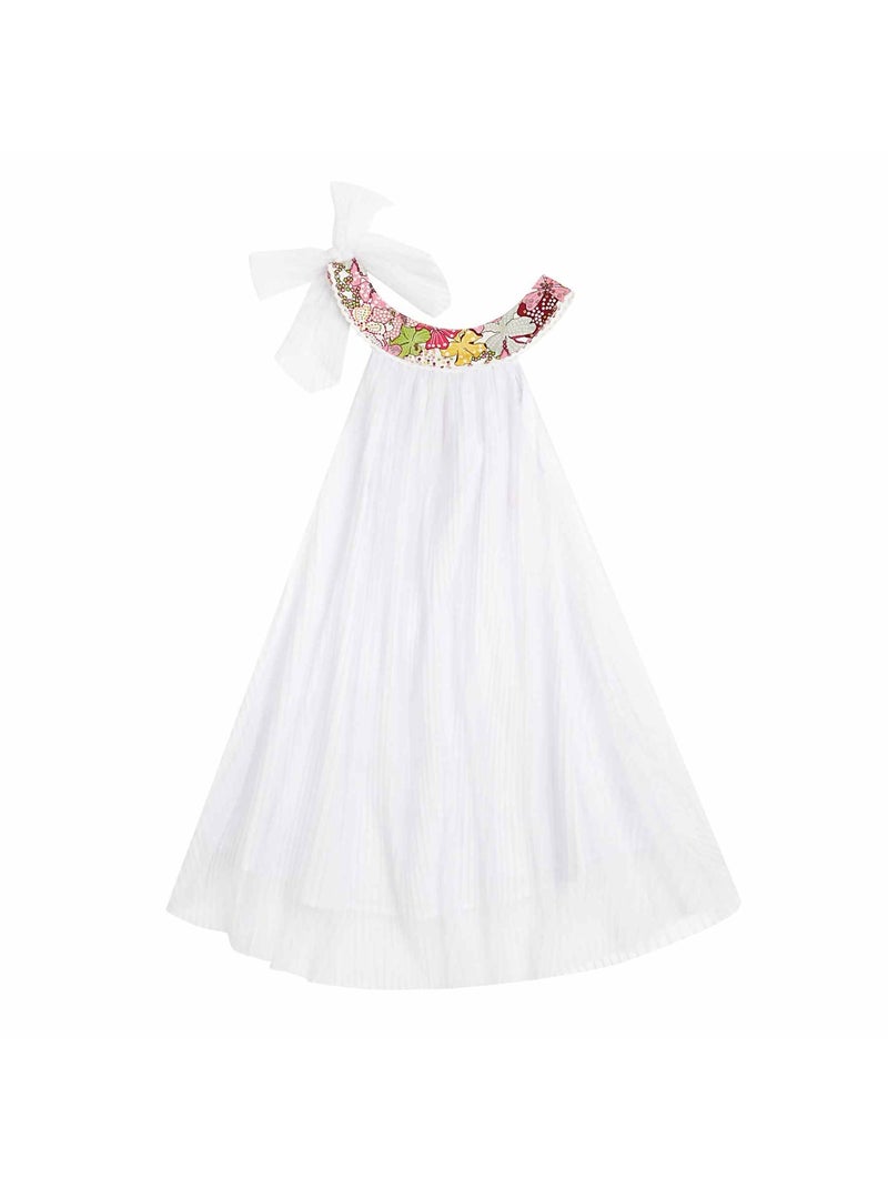Vestido de ceremonia bohemio para niña | Blanco con flores rosas | ALIZEE Blanco Rosa - Kiabi