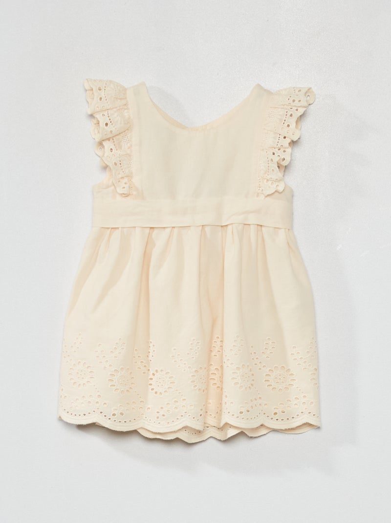 Vestido de ceremonia con bordado inglés BLANCO - Kiabi
