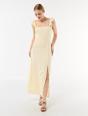 Vestido de ceremonia con tirantes con volantes