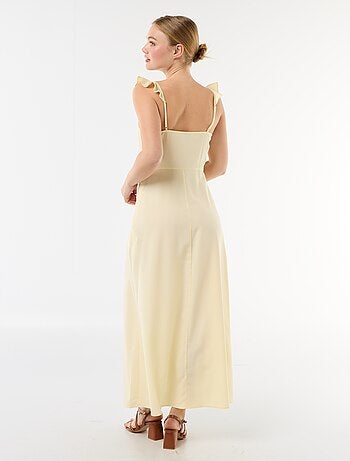 Vestido de ceremonia con tirantes con volantes