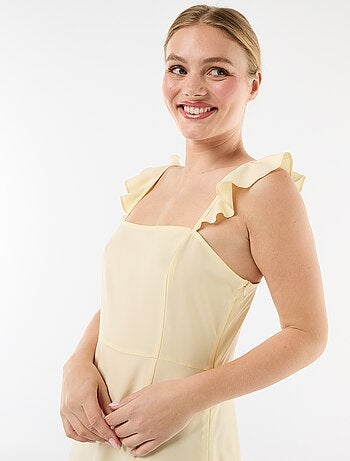 Vestido de ceremonia con tirantes con volantes