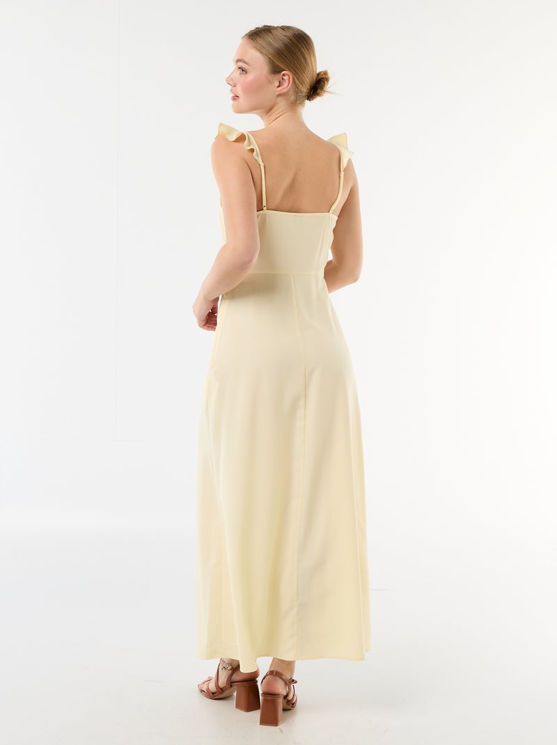 Vestido de ceremonia con tirantes con volantes Amarillo - Kiabi