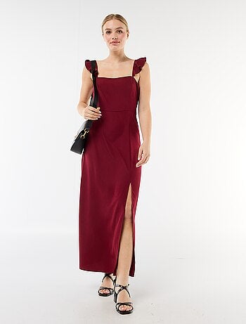 Vestido de ceremonia con tirantes con volantes