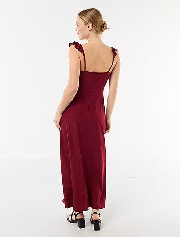 Vestido de ceremonia con tirantes con volantes