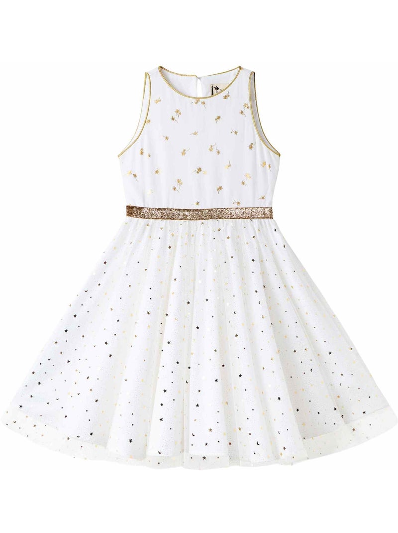 Vestido de ceremonia para niña | Blanco y dorado, tul con purpurina | HEPBURN Blanco dorado Blanco - Kiabi