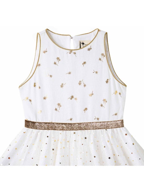 Vestido de ceremonia para niña | Blanco y dorado, tul con purpurina | HEPBURN - Kiabi