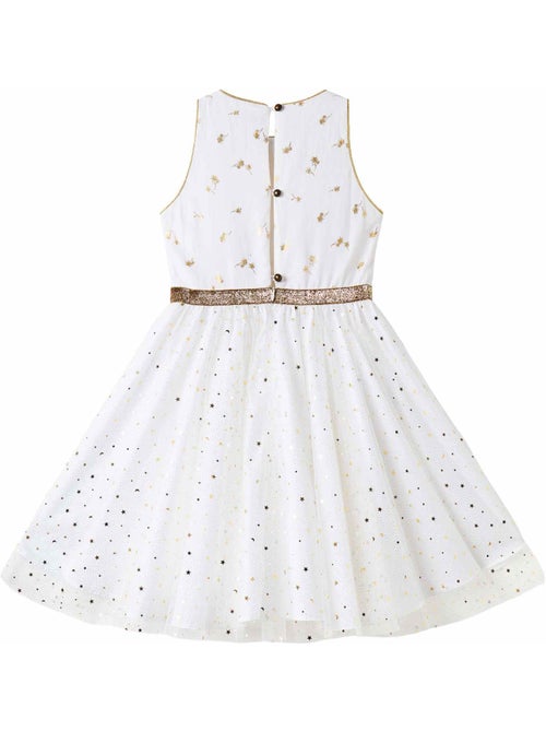 Vestido de ceremonia para niña | Blanco y dorado, tul con purpurina | HEPBURN - Kiabi