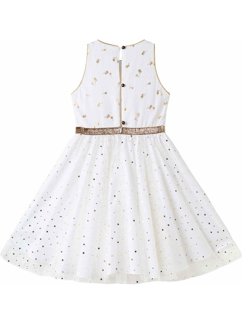 Vestido de ceremonia para niña | Blanco y dorado, tul con purpurina | HEPBURN Blanco dorado Blanco - Kiabi