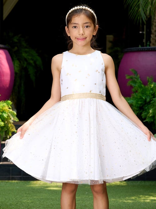 Vestido de ceremonia para niña | Blanco y dorado, tul con purpurina | HEPBURN - Kiabi