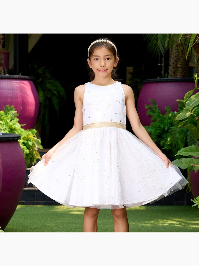 Vestido de ceremonia para niña | Blanco y dorado, tul con purpurina | HEPBURN Blanco dorado - Kiabi