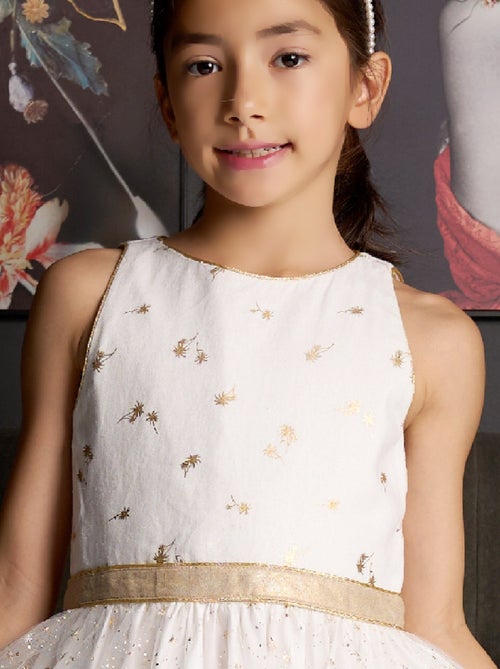 Vestido de ceremonia para niña | Blanco y dorado, tul con purpurina | HEPBURN - Kiabi