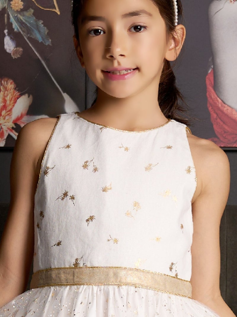 Vestido de ceremonia para niña | Blanco y dorado, tul con purpurina | HEPBURN Blanco dorado - Kiabi