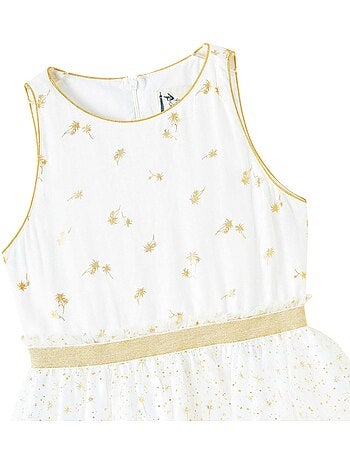 Vestido de ceremonia para niña | Blanco y dorado, tul con purpurina | HEPBURN