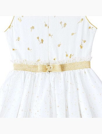 Vestido de ceremonia para niña | Blanco y dorado, tul con purpurina | HEPBURN