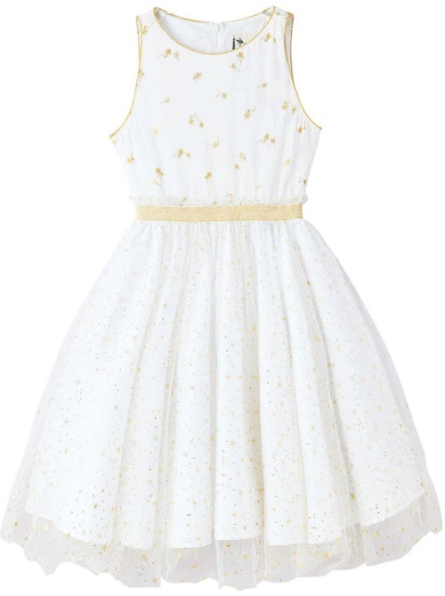 Vestido de ceremonia para niña | Blanco y dorado, tul con purpurina | HEPBURN - Kiabi