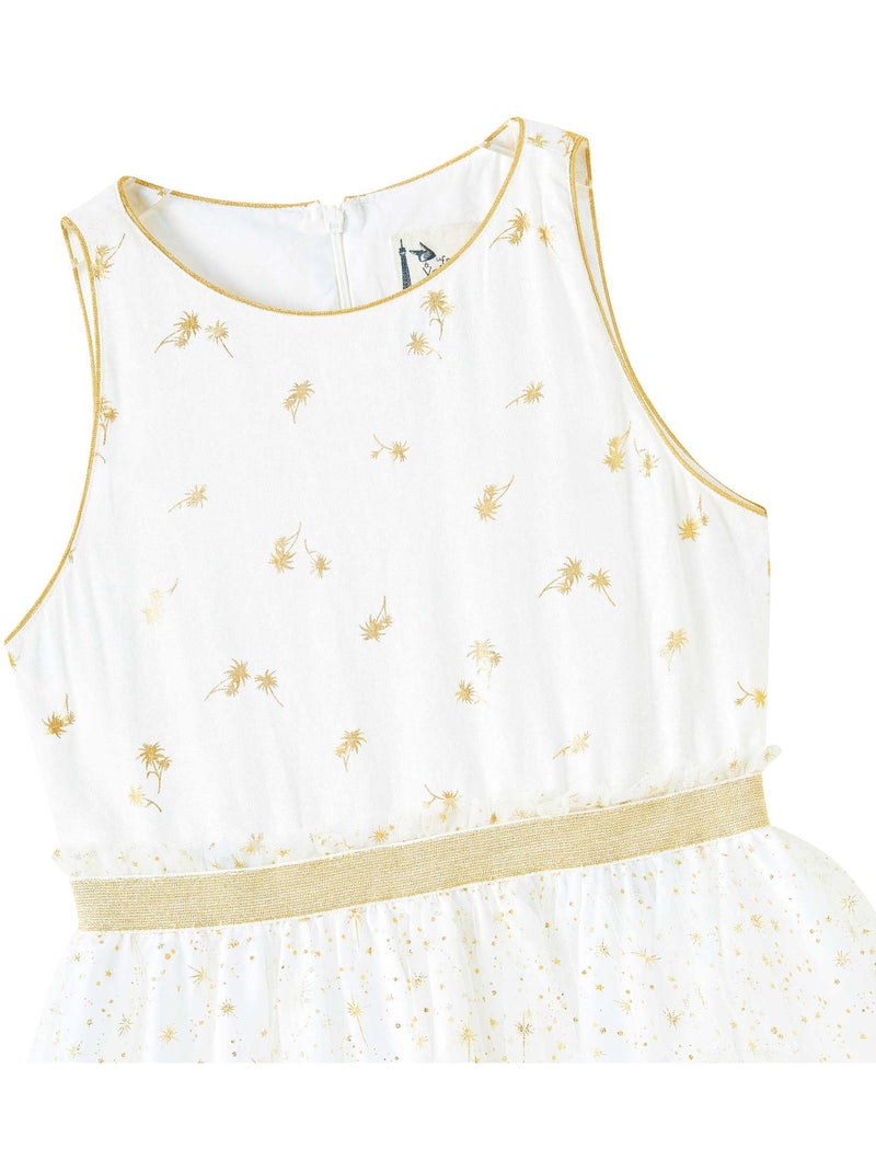 Vestido de ceremonia para niña | Blanco y dorado, tul con purpurina | HEPBURN Blanco - Kiabi