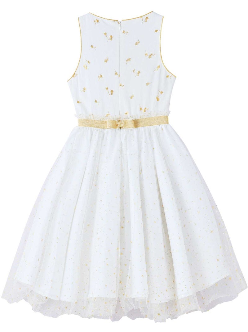 Vestido de ceremonia para niña | Blanco y dorado, tul con purpurina | HEPBURN Blanco - Kiabi