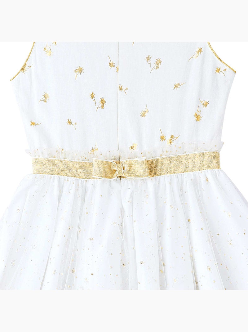 Vestido de ceremonia para niña | Blanco y dorado, tul con purpurina | HEPBURN Blanco - Kiabi