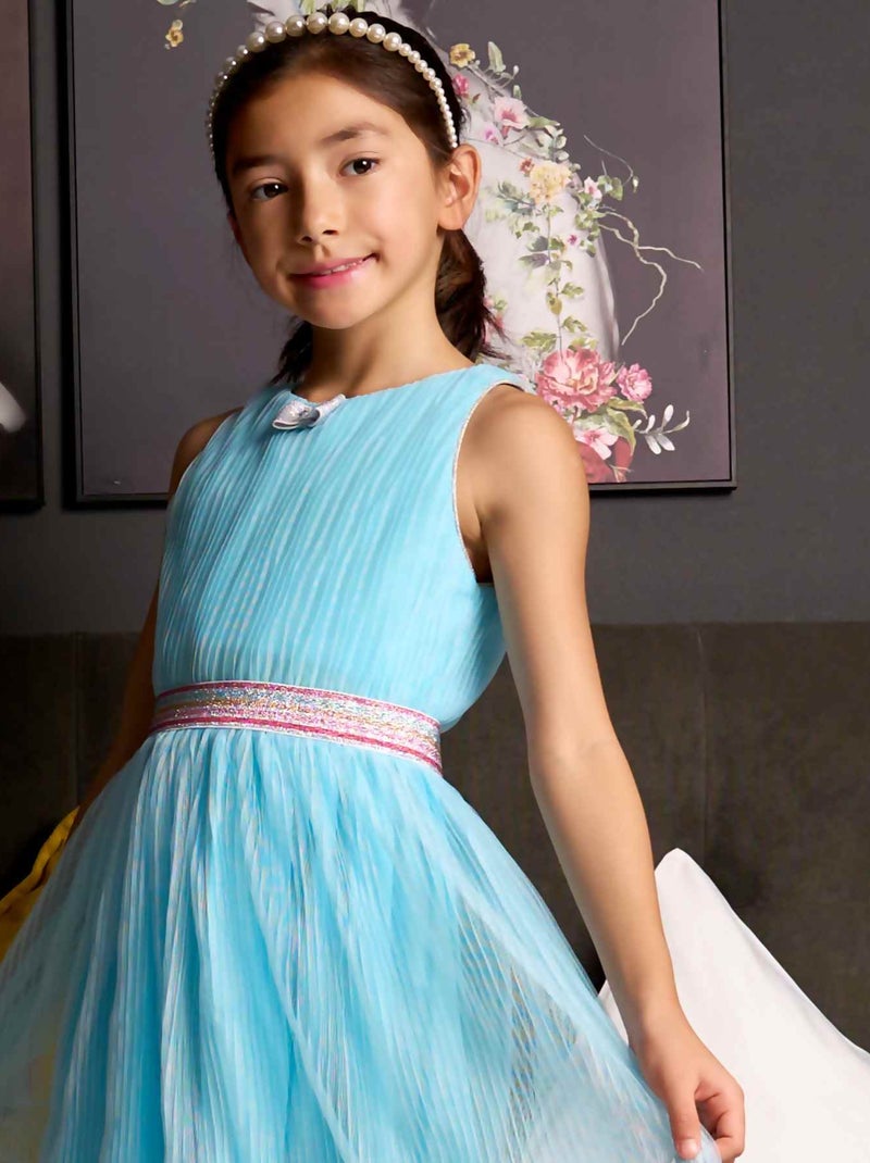 Vestido de ceremonia para niña | Tul azul cielo y lentejuelas | HEPBURN Azul Plateado Azul - Kiabi