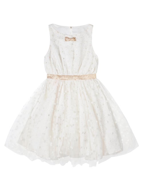 Vestido de ceremonia para niña | Tul blanco, lino dorado | HEPBURN - Kiabi