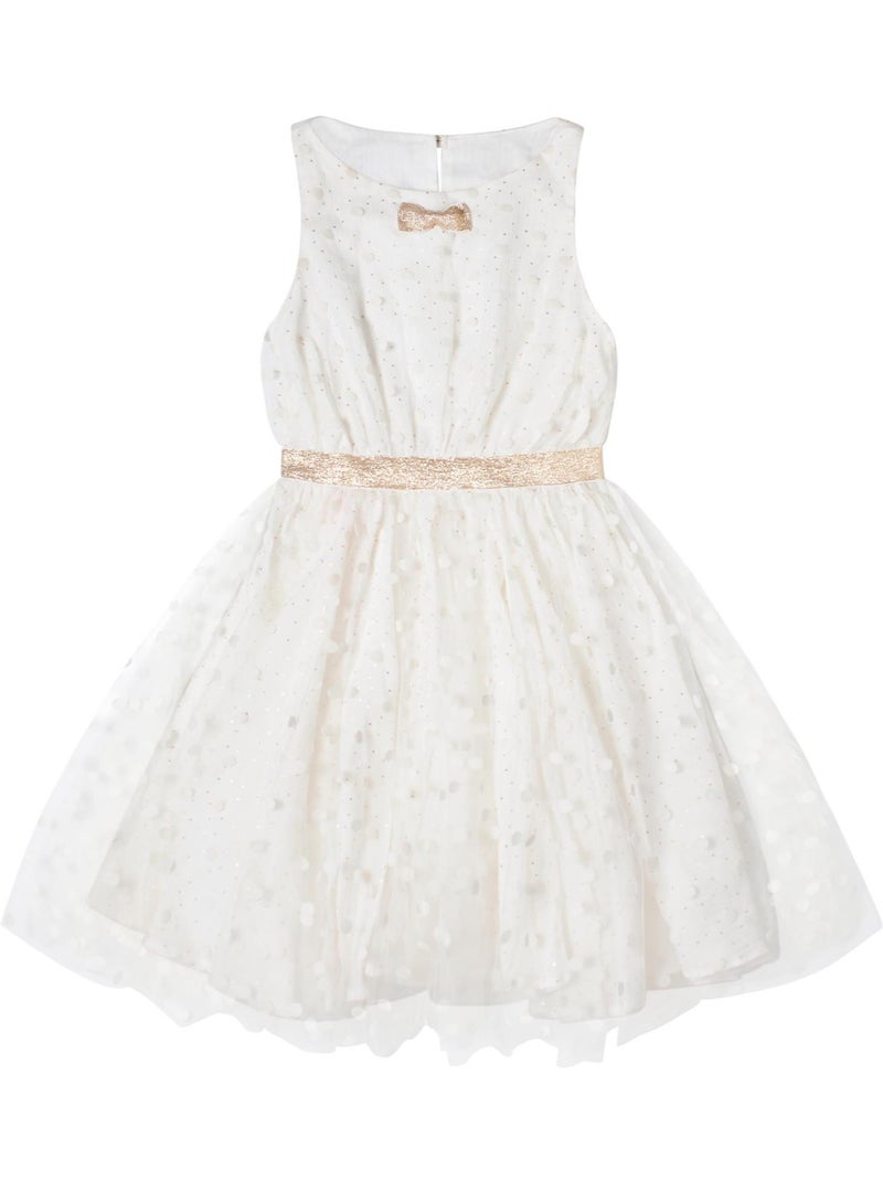 Vestido de ceremonia para niña | Tul blanco, lino dorado | HEPBURN Blanco dorado - Kiabi