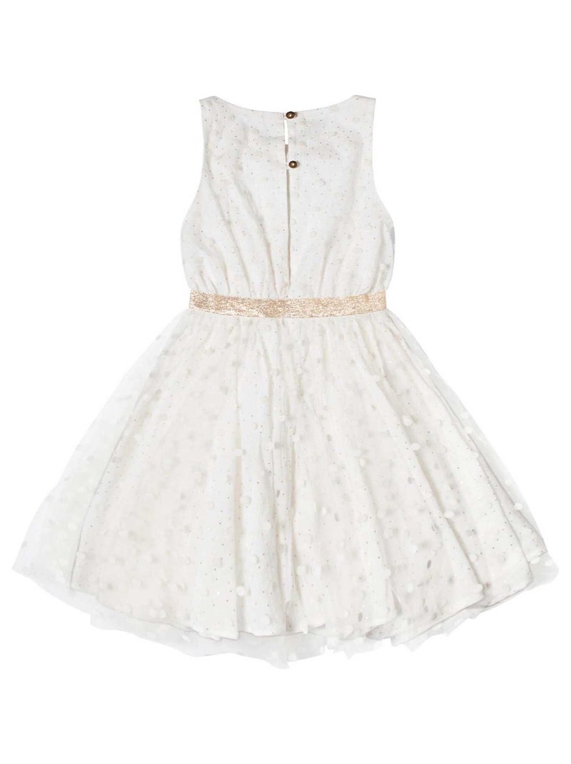 Vestido de ceremonia para niña | Tul blanco, lino dorado | HEPBURN Blanco dorado - Kiabi
