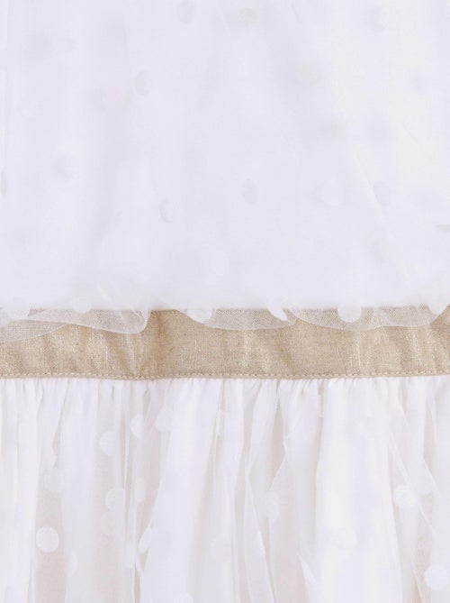 Vestido de ceremonia para niña | Tul blanco, lino dorado | HEPBURN - Kiabi