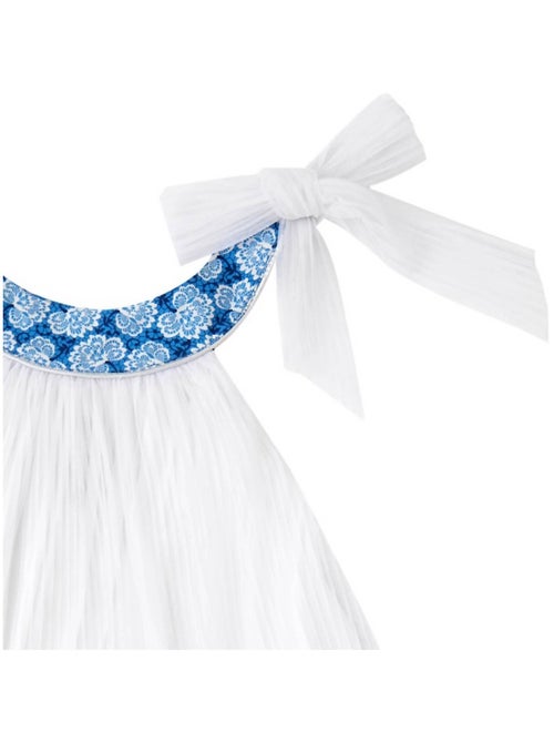 Vestido de ceremonia para niña | Tul blanco y flores azul real | ALIZEE - Kiabi