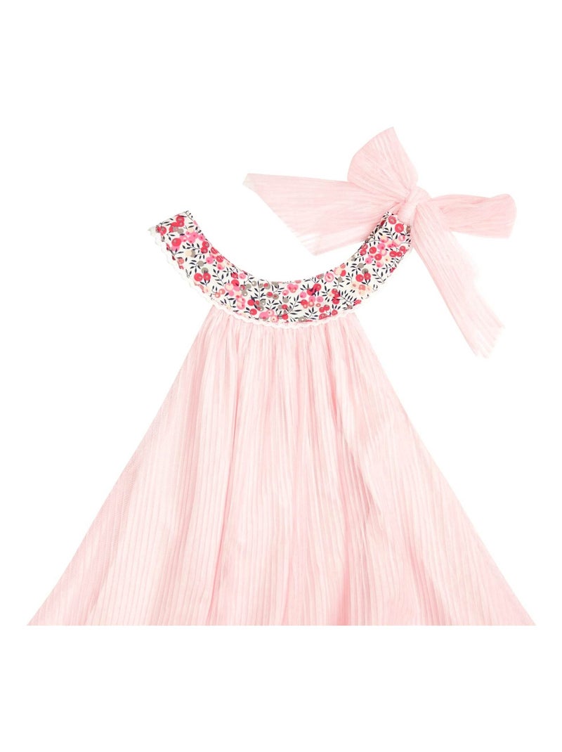 Vestido de ceremonia para niña | Tul rosa, cuello Liberty | ALIZEE Rosa rojo - Kiabi