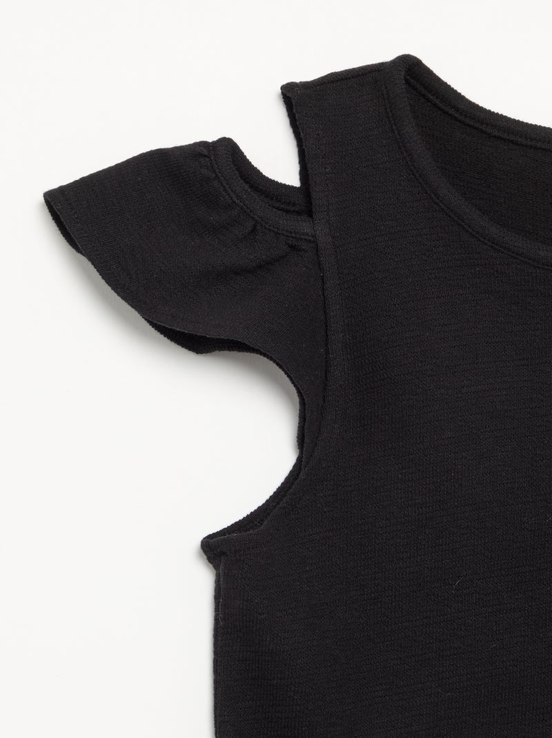 Vestido de corte a medio muslo con aberturas en los hombros Negro - Kiabi