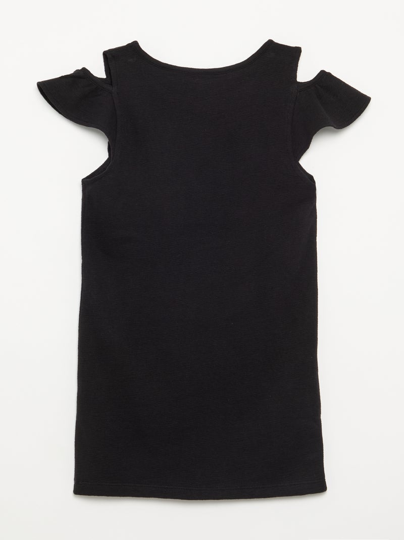 Vestido de corte a medio muslo con aberturas en los hombros Negro - Kiabi