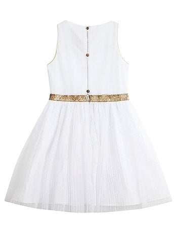 Vestido de corte blanco y dorado para niña | HEPBURN