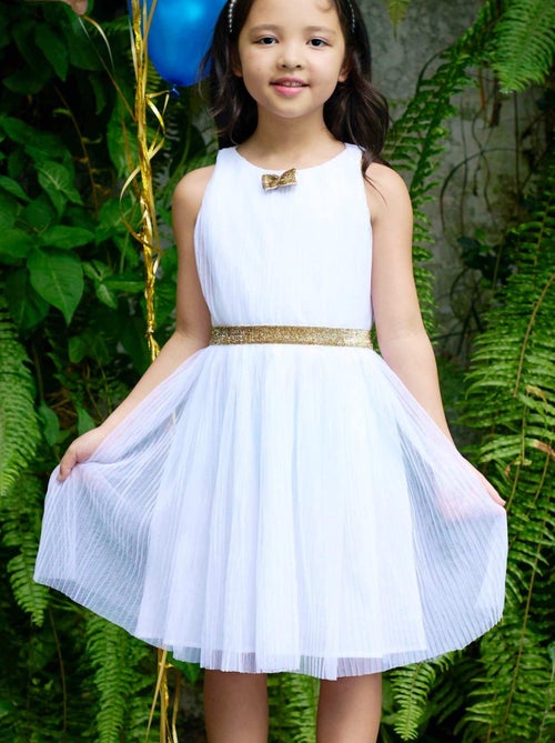 Vestido de corte blanco y dorado para niña | HEPBURN - Kiabi