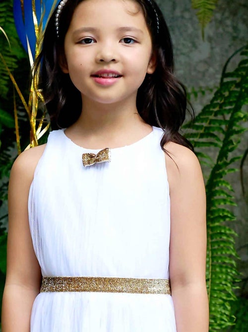 Vestido de corte blanco y dorado para niña | HEPBURN - Kiabi