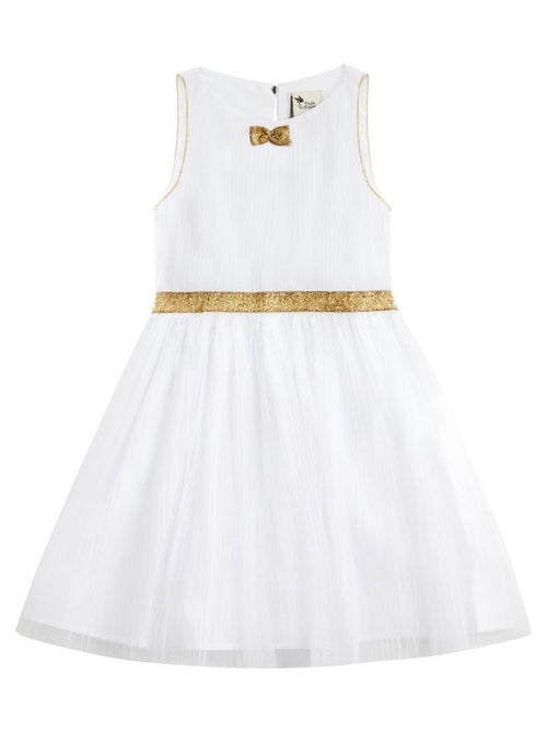 Vestido de corte blanco y dorado para niña | HEPBURN - Kiabi