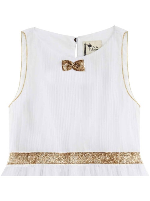 Vestido de corte blanco y dorado para niña | HEPBURN - Kiabi