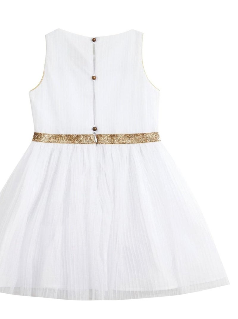 Vestido de corte blanco y dorado para niña | HEPBURN Blanco - Kiabi