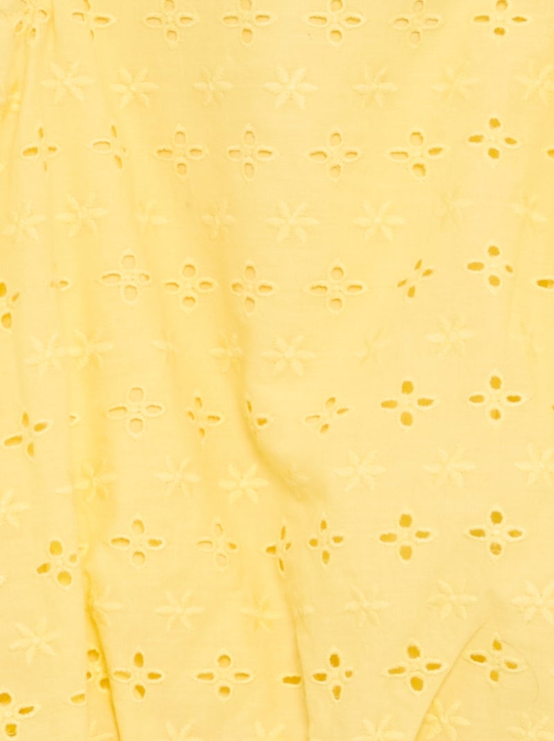 Vestido de corte globo con bordados ingleses Amarillo - Kiabi