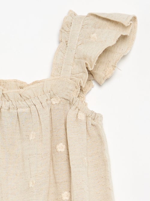 Vestido de corte globo con bordados ingleses - Kiabi