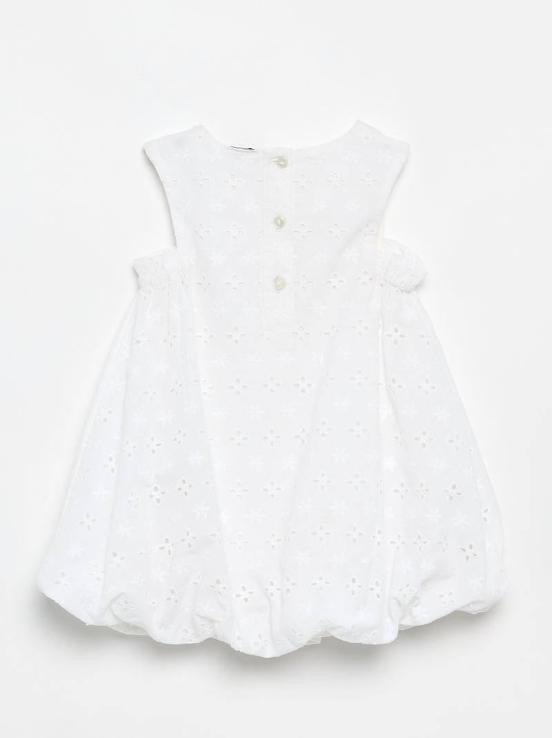 Vestido de corte globo con bordados ingleses Blanco - Kiabi